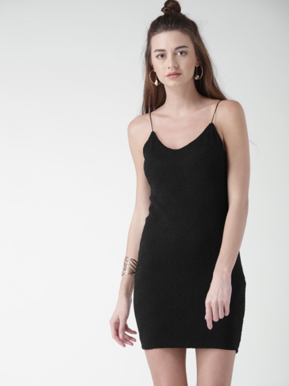 Forever 21 Black Lace Bodycon Dress: XS